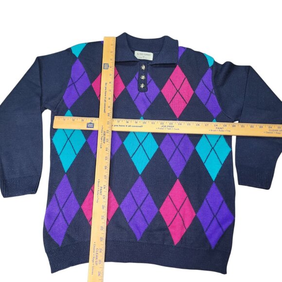 Vintage Alfred Dunner Size Medium Jumper 90's Argyle Pattern Made In USA - Picture 4 of 8